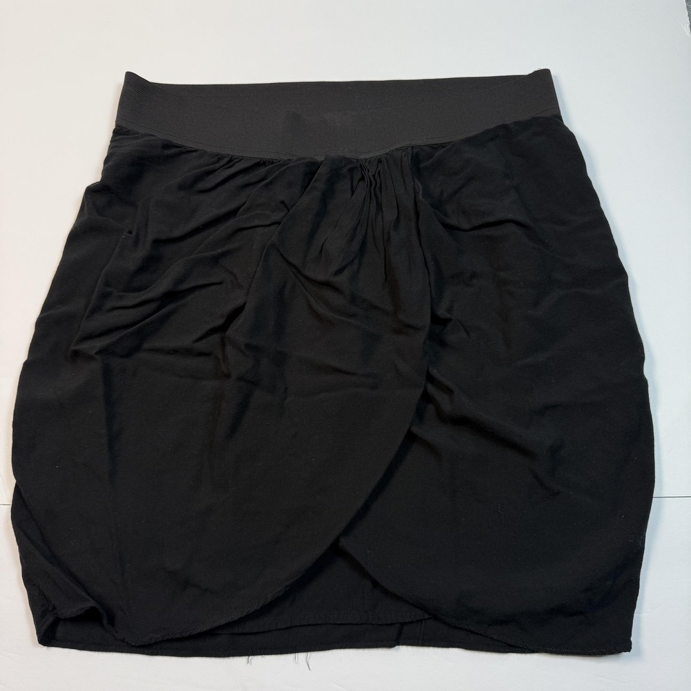 Mossimo Skirt Women's Large Black Draped Tulip‎ Wrap Mini Elastic Waist